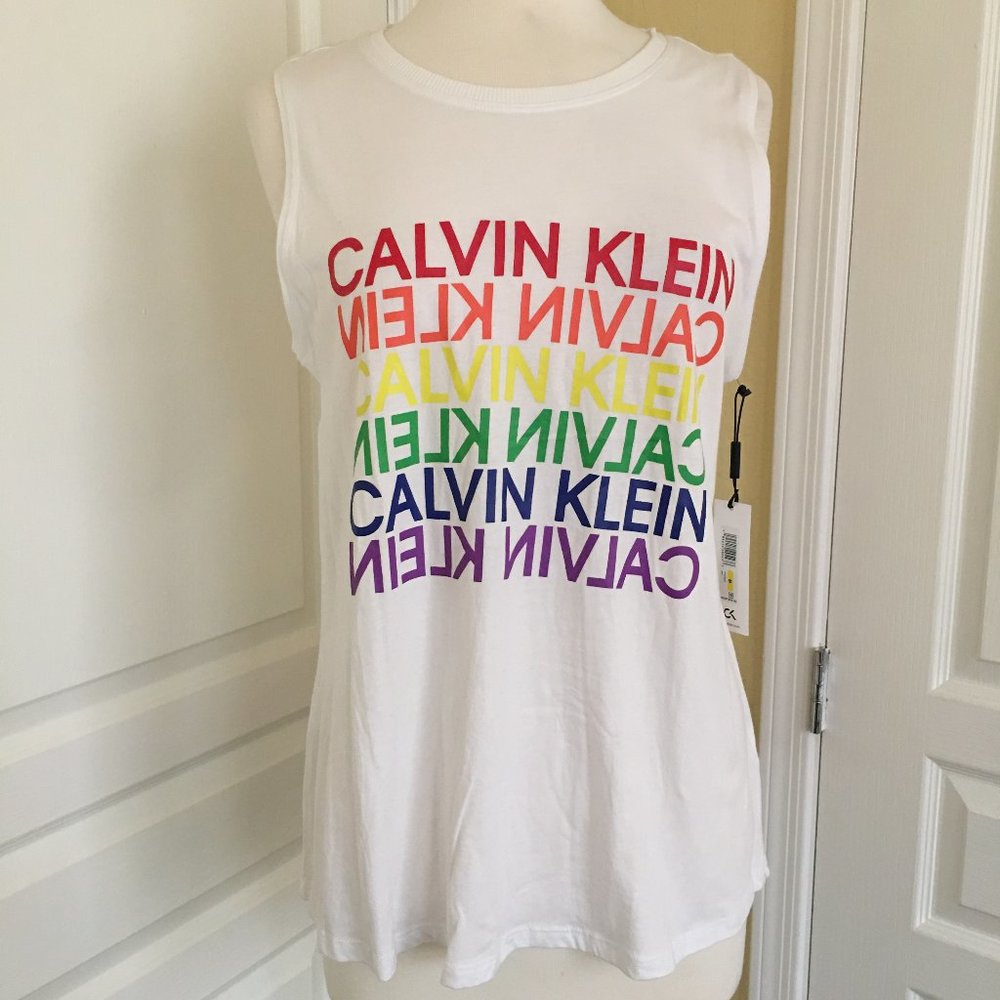 NWT Calvin Klein Repeating Logo Tank Top, Size M